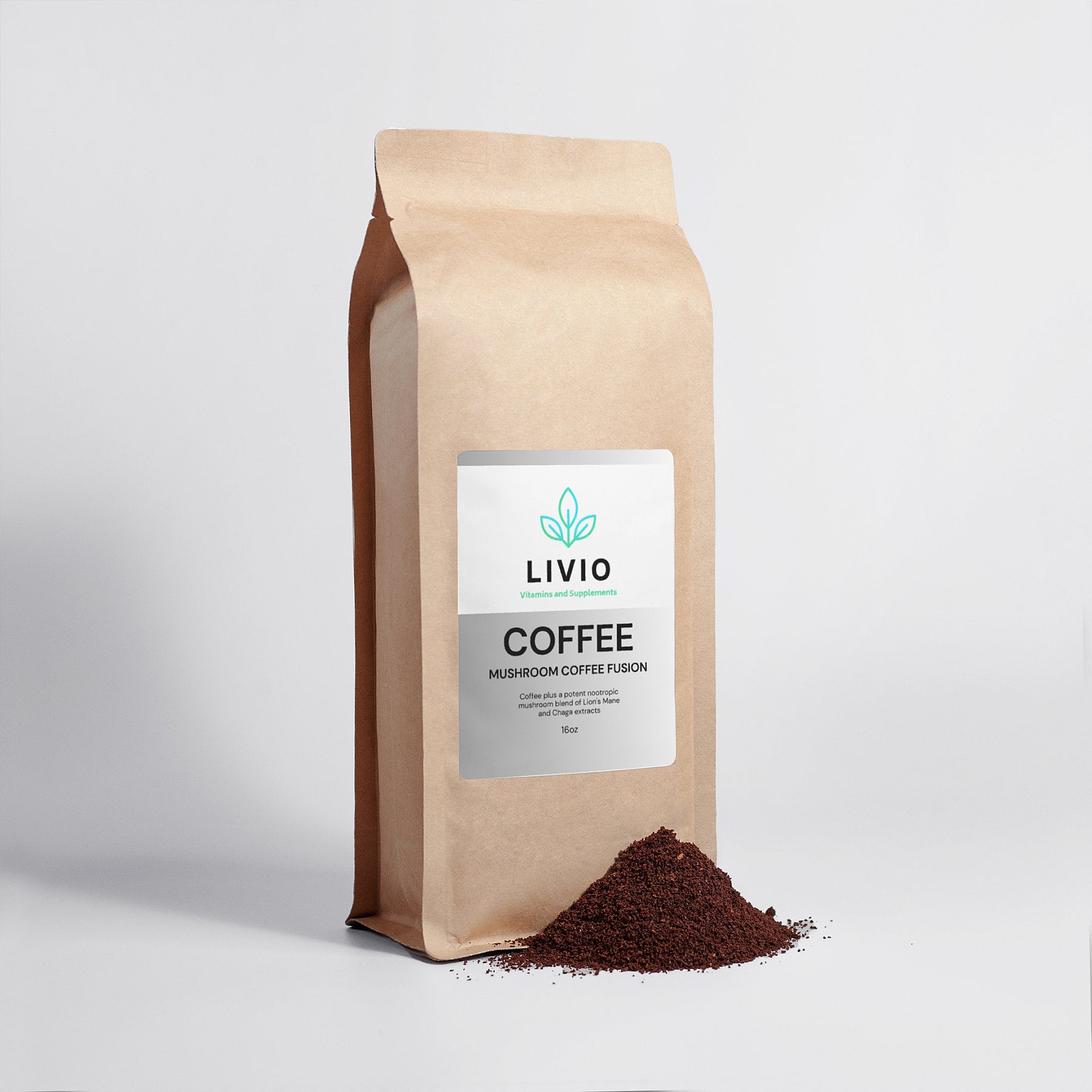 Mushroom Coffee Fusion with Lion’s Mane & Chaga for Focus & Energy - 16oz