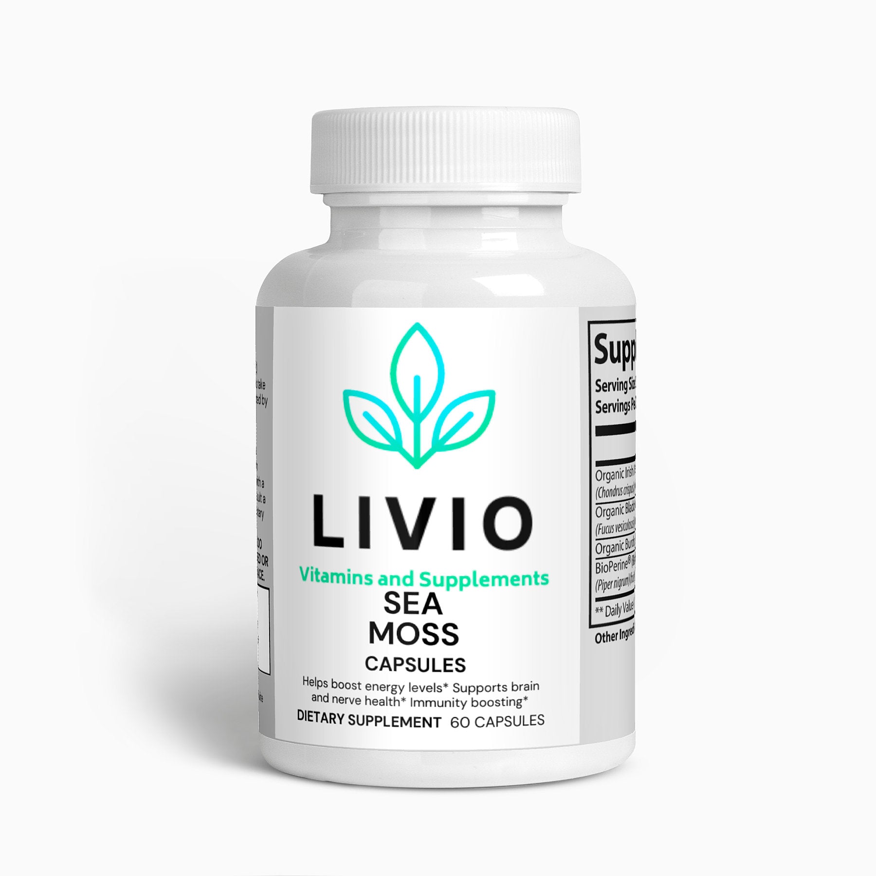 Organic Sea Moss Capsules with Bladderwrack & Burdock Root for Immune & Thyroid Support