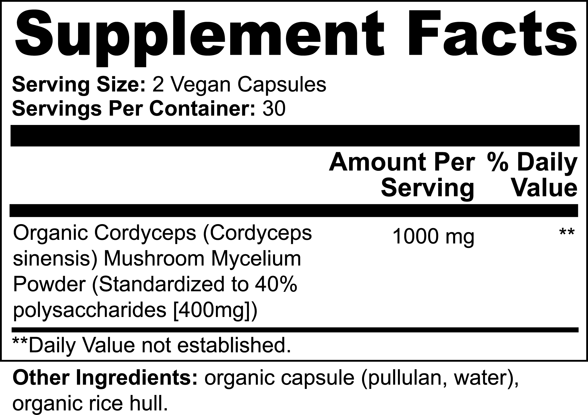 Organic Cordyceps Mushroom Capsules for Energy & Immune Support